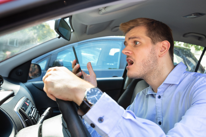 Driver Had Almost Accident While Using Phone