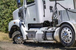 white truck accident on road