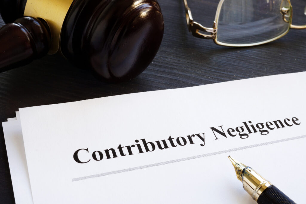 Documents about contributory negligence in a court.